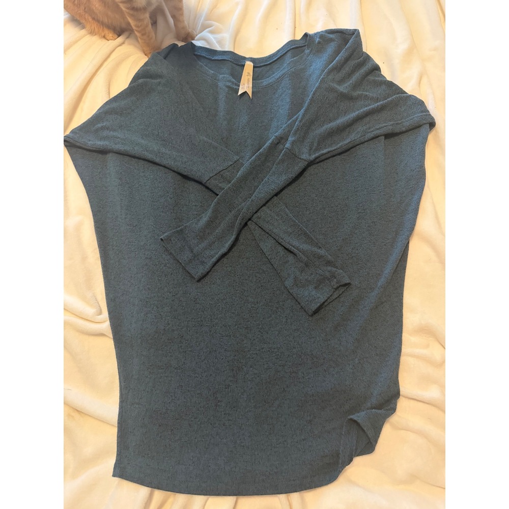 Natural Life Womens Teal Blue Dolman Sleeve Tunic Top Size Medium Made in USA